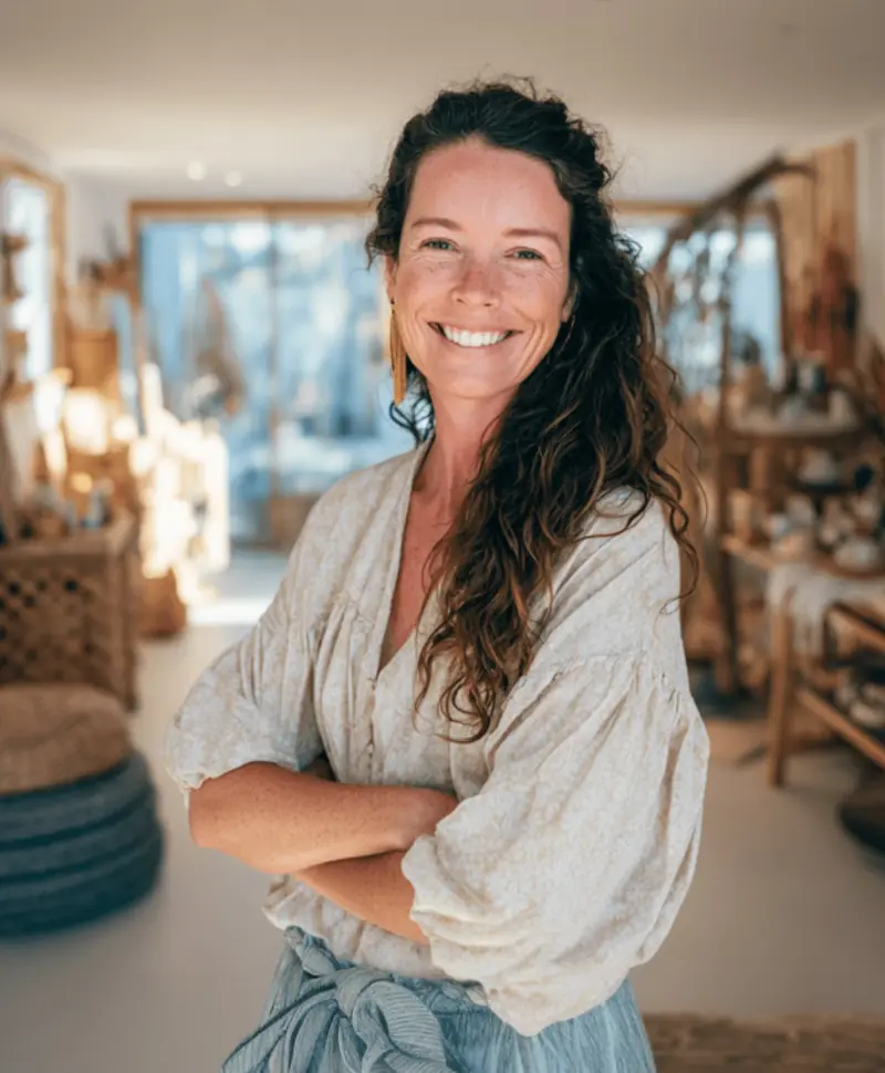 Small business owner standing in her homewares store